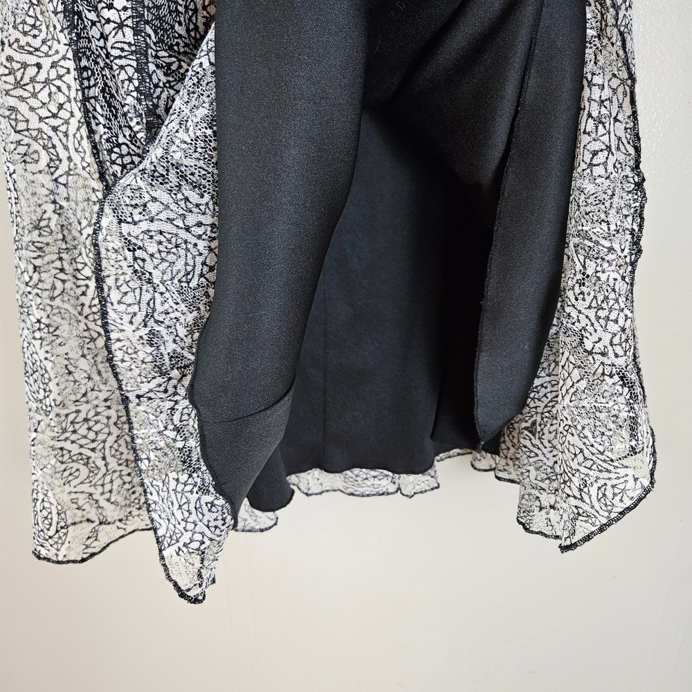 Witchy Lace Overlay Knee Length Paneled Skirt Sz M Black White - Picture 4 of 10